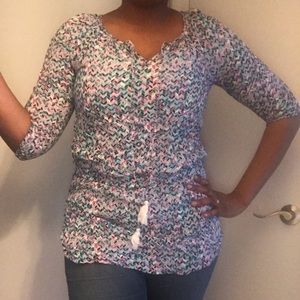 Checkered Tunic Blouse by The Limited